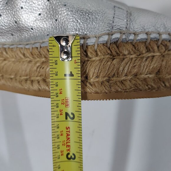 Steve Madden Silver Mars Platform Espadrill Laceup Full Leather Sneaker Shoe - Picture 4 of 12